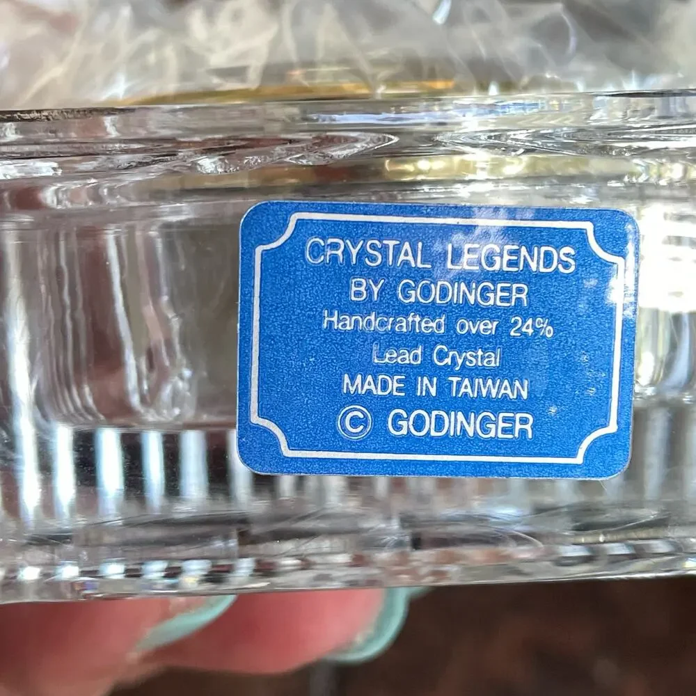 Crystal Legends by Godinger Cut Lead Crystal Mantle Clock Gift New Old Stock